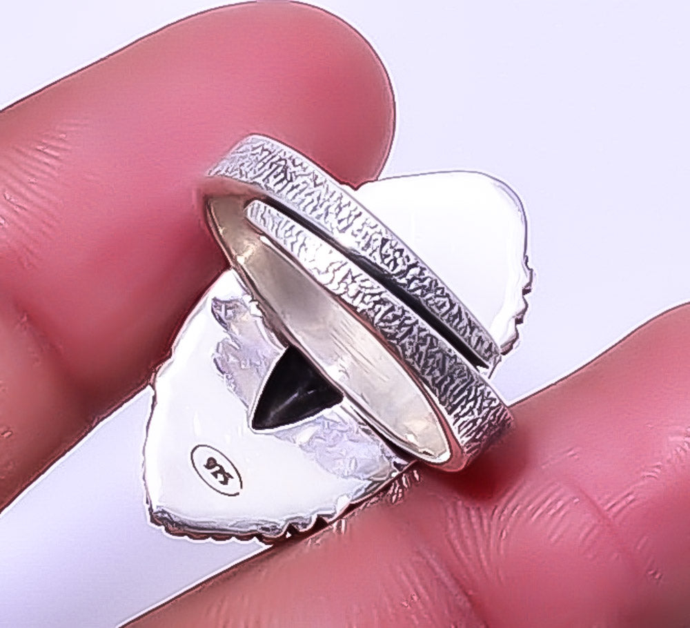 Black Onyx 925 Sterling Silver Solitaire Ring Adjustable M99884
