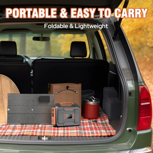 300W Portable Solar Generator with 60W Solar Panel Orange S60776