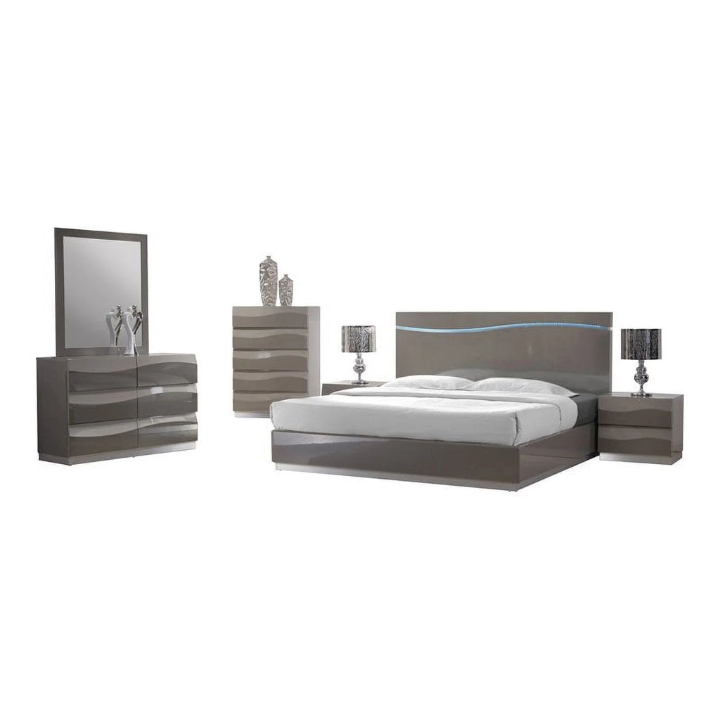 King Bedroom Set in Gloss Gray T69647