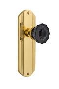 Polished Brass Crystal Black Glass Door Knob G85924