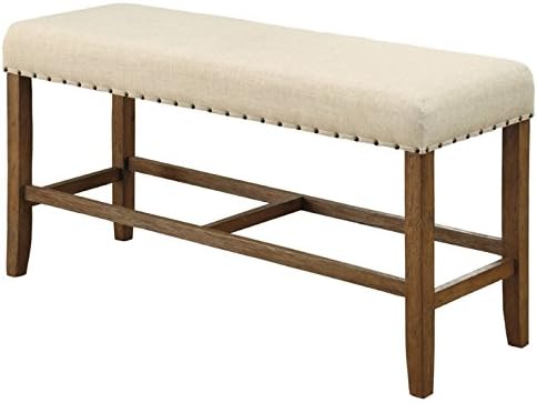 Beige Wood Padded Counter Height Dining Bench E6648