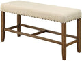 Beige Wood Padded Counter Height Dining Bench E6648