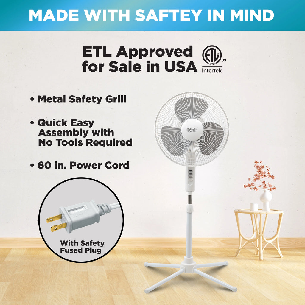 16" 3-Speed Oscillating Pedestal Fan H523671