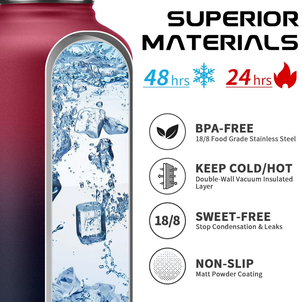 64OZ Insulated Water Bottle with Straw & Spout Lid I118