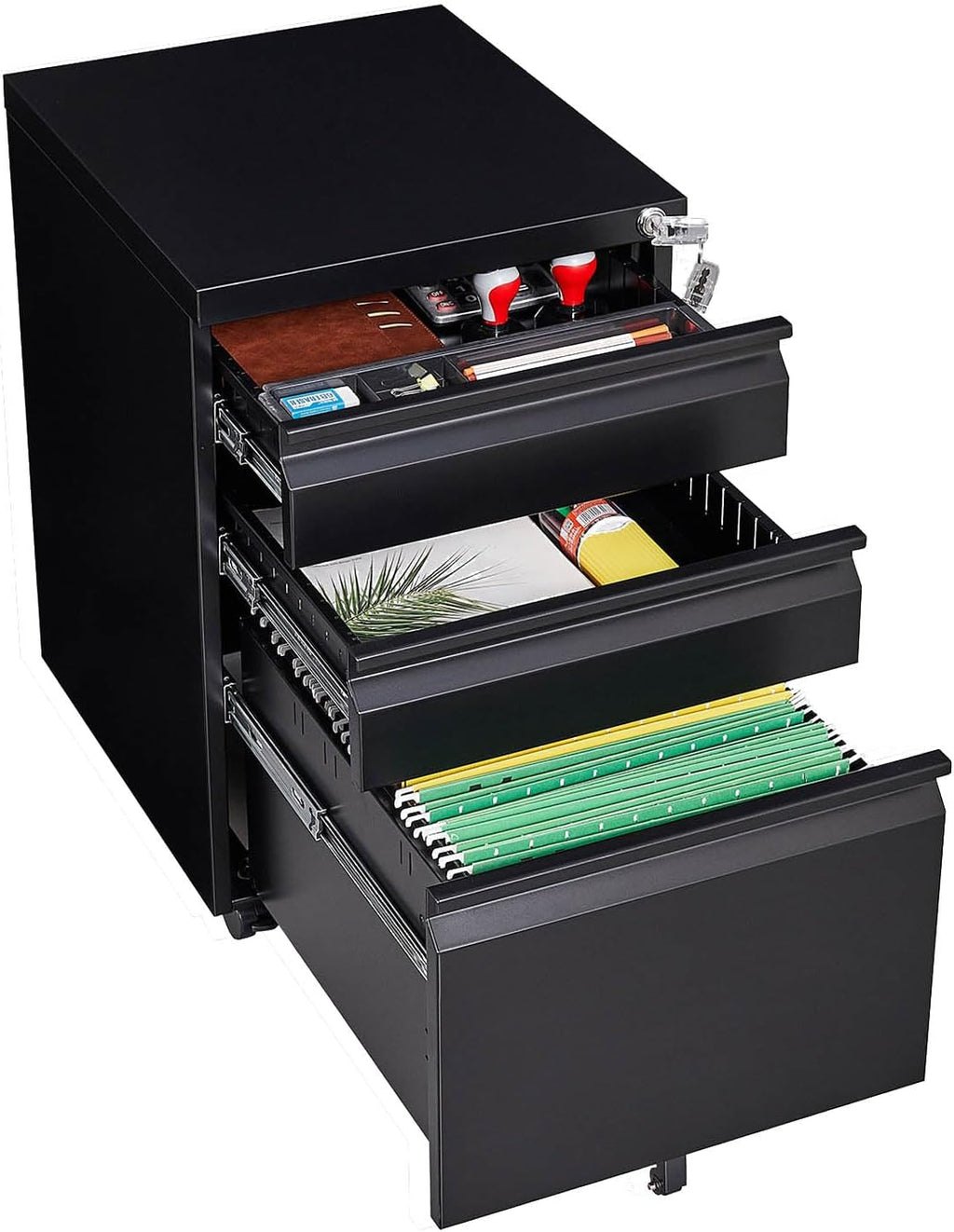 Black Steel 3-Drawer Rolling File Cabinet A792311