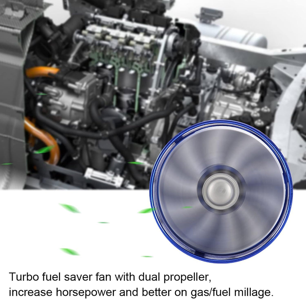 Twin Fan Turbine Car Air Intake Turbocharger Super Gas Fuel Saver Turbo (Blue) Z86611