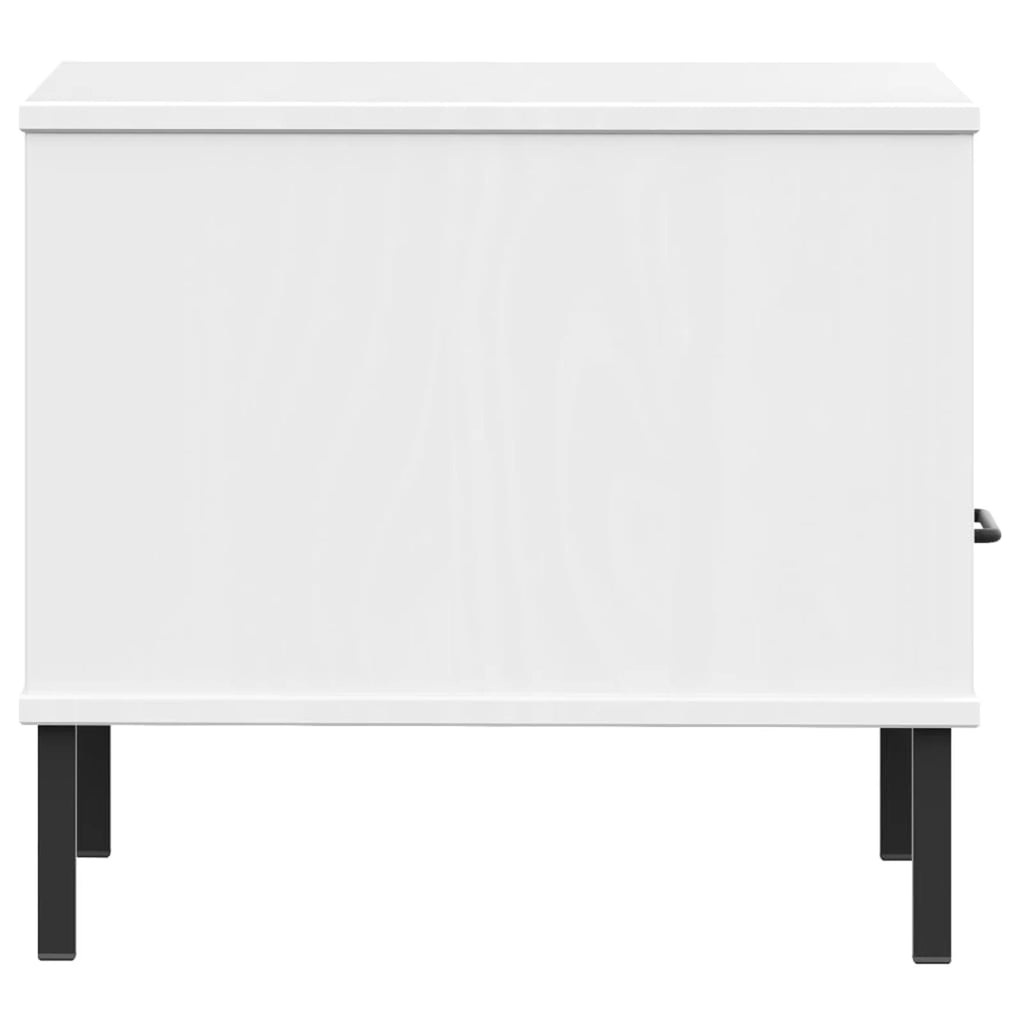 White Bedside Table with Metal Legs Z519