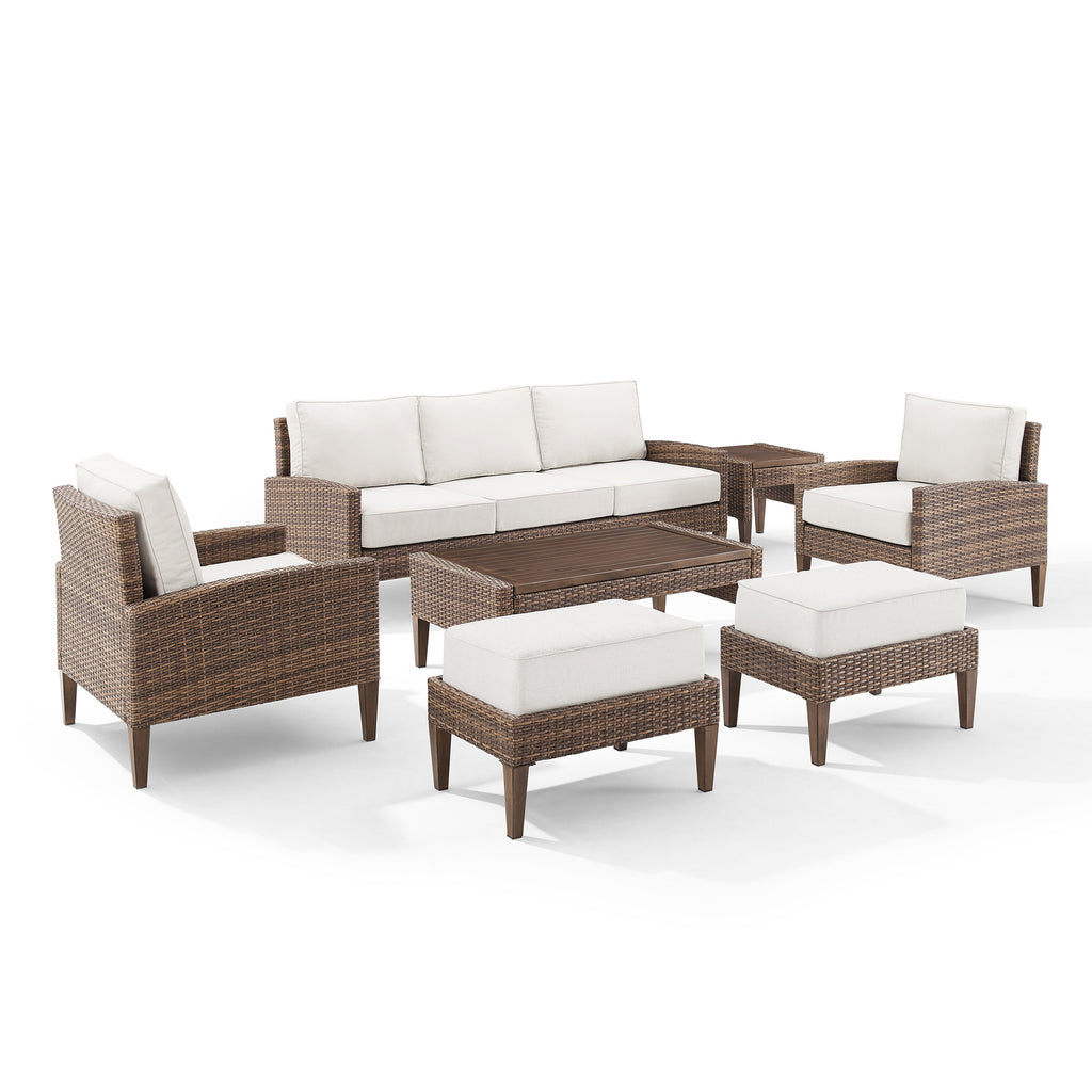7Pc Outdoor Wicker Sofa Set Creme/Brown T766010