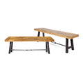 Acacia Wood Outdoor Dining Benches Set of 2 L991
