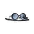Round Sunglasses Dark Blue And Gold U8661