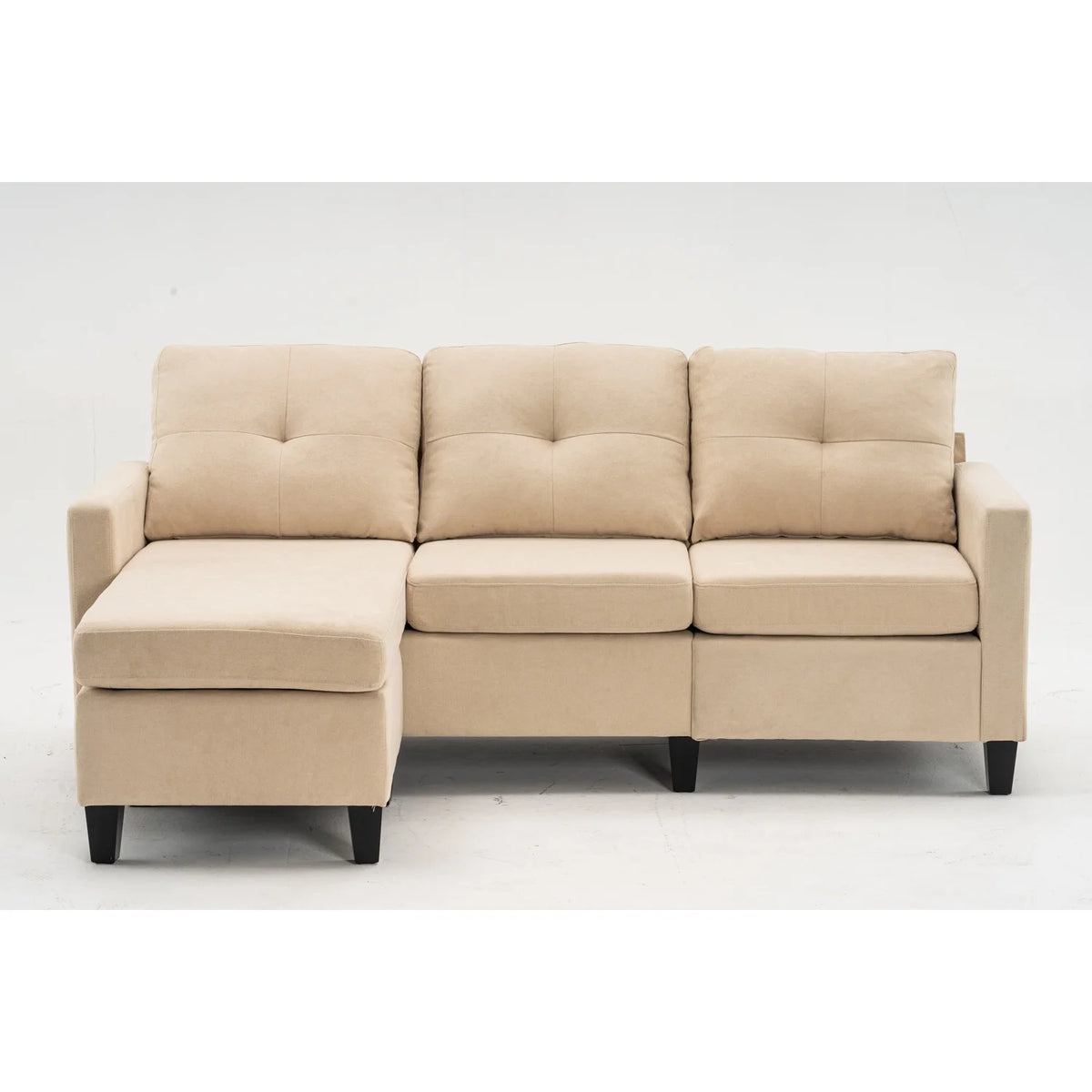 75" Gray Fabric Sofa and Chaise Convertible to Ottoman G1702