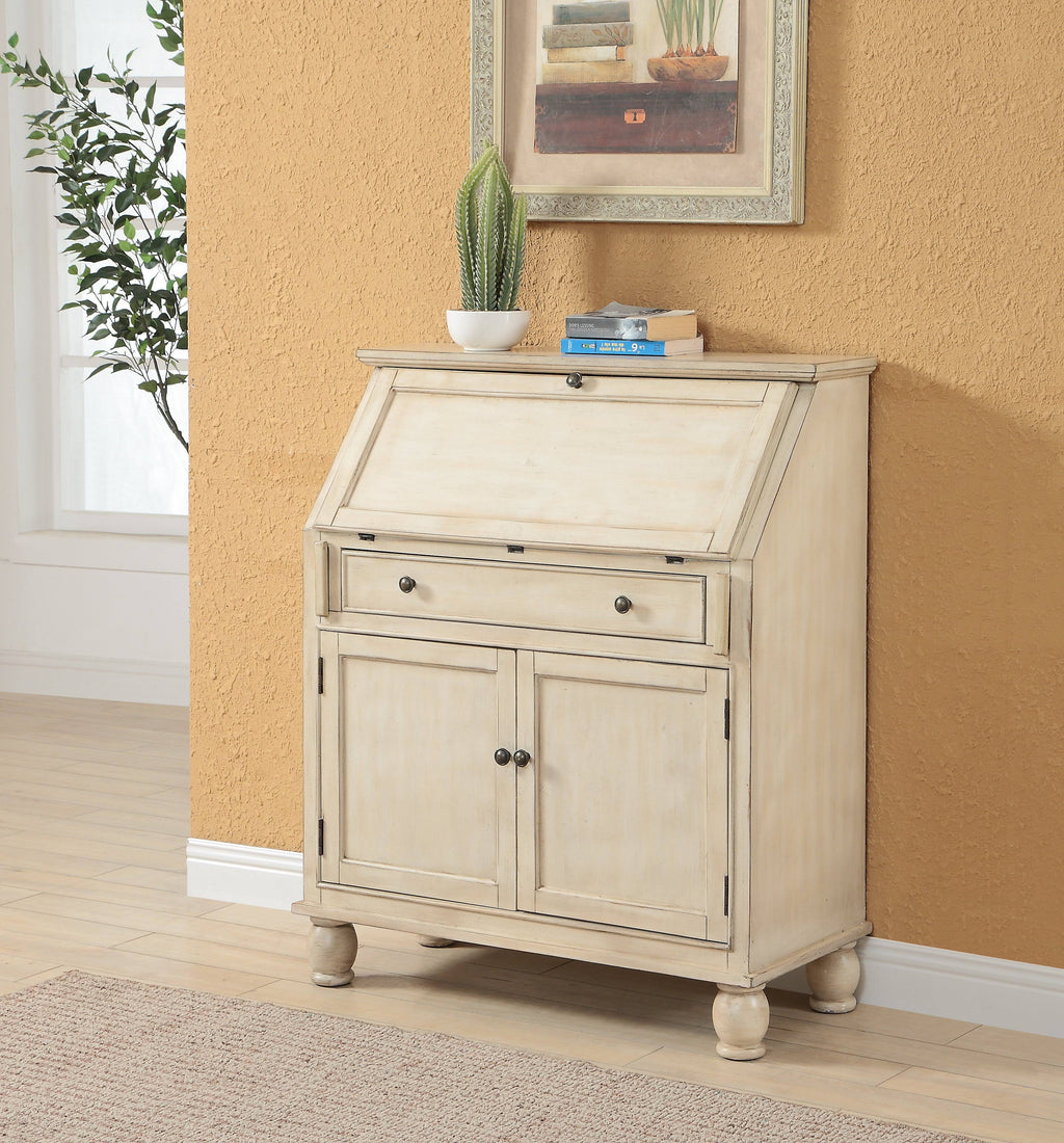 Cream Two Door One Drawer Drop Lid Cabinet with Power E924