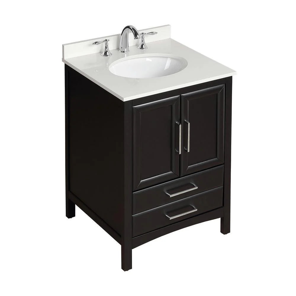 24 in. Espresso Bath Vanity with White Cultured Marble Top and White Basin M8046