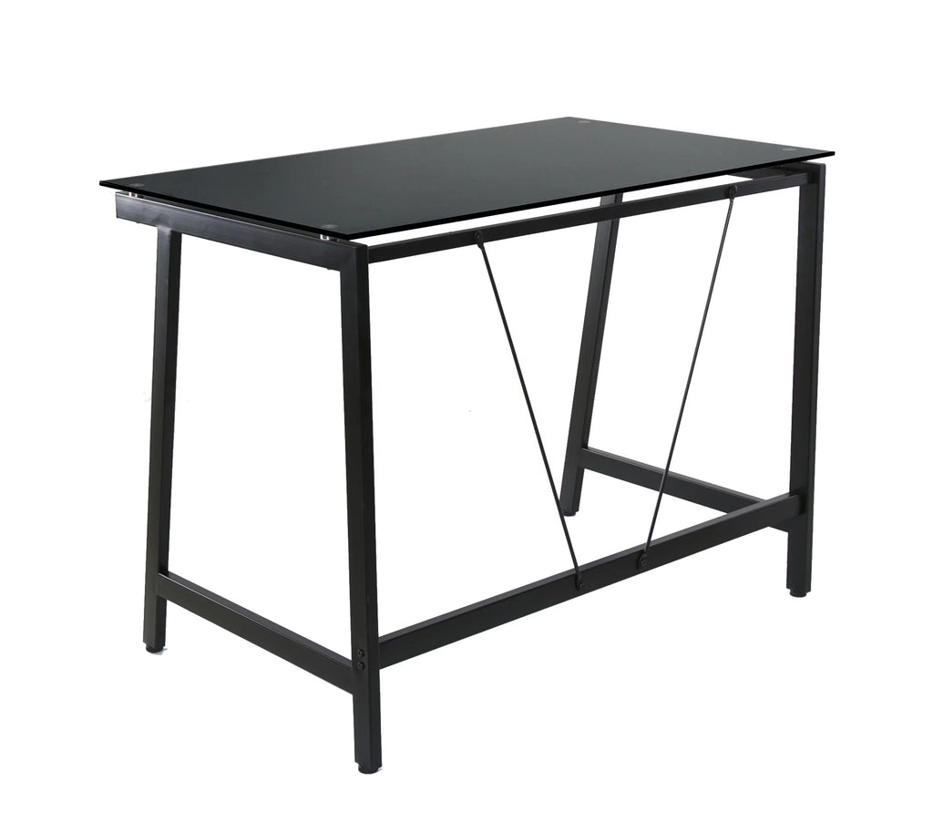 Contemporary Glass Writing Desk Steel Frame Black M434