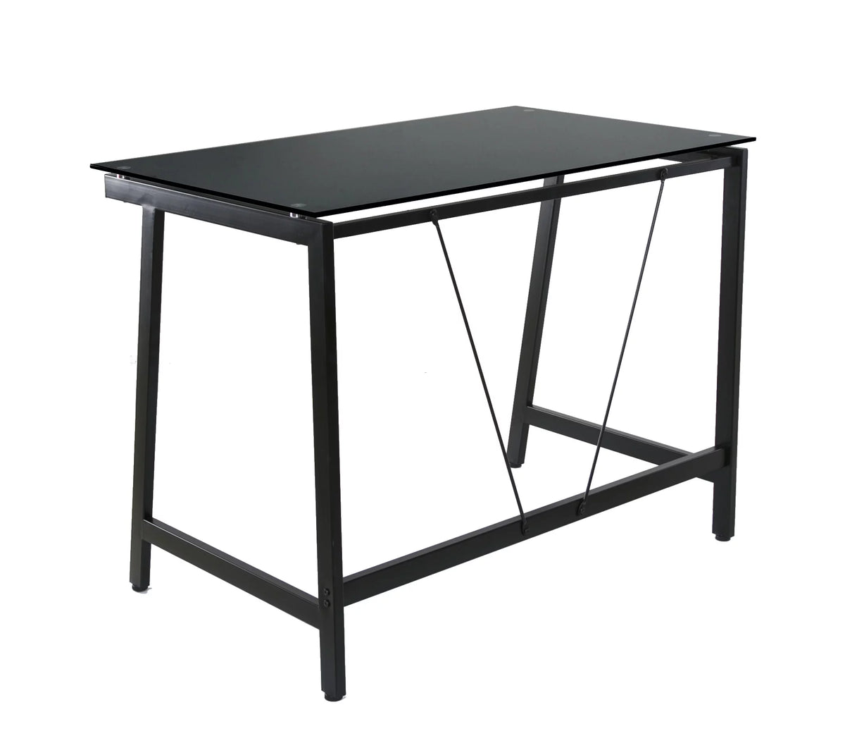 Contemporary Glass Writing Desk Steel Frame Black M434
