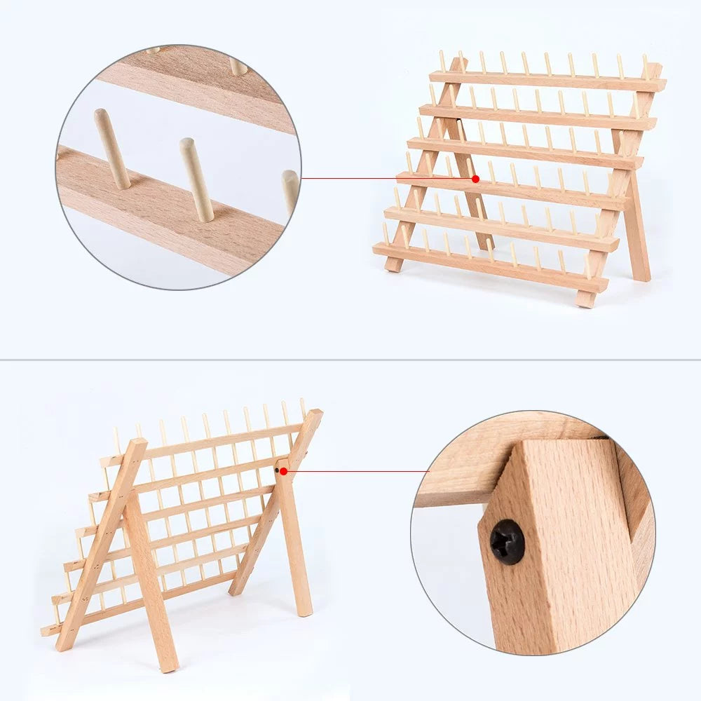 60-Spool Wooden Sewing Thread Organizer Rack S868