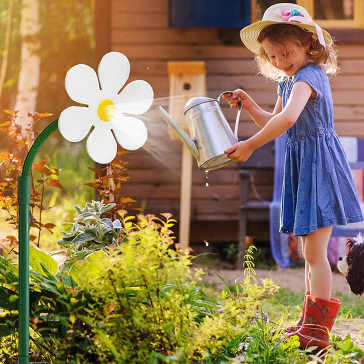 Flower Shaped Dancing Sprinklers Lawn Watering with 2pcs Adapter (White) H5662