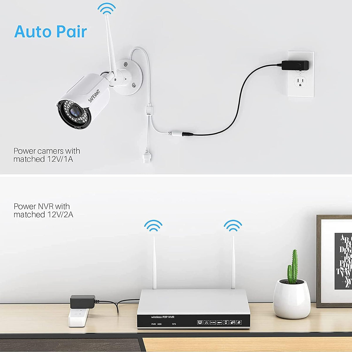 8 Channel 4pcs 2MP Wireless Security Camera System with 1TB Hard Drive I815549