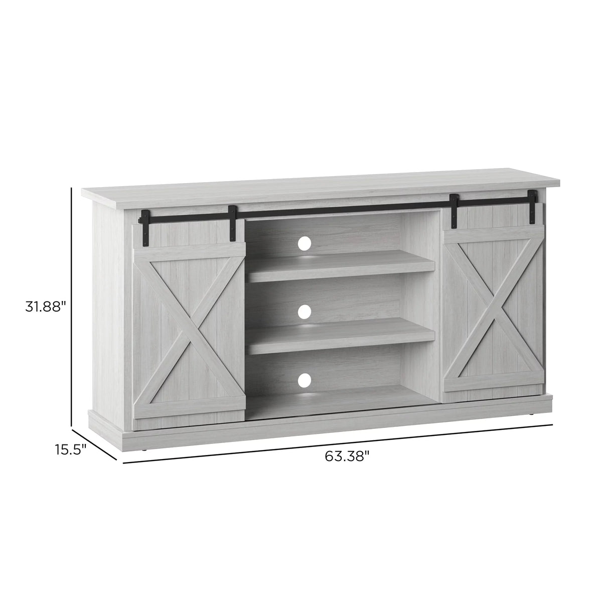 Modern Farmhouse TV Stand with Sliding Barn Doors V4193