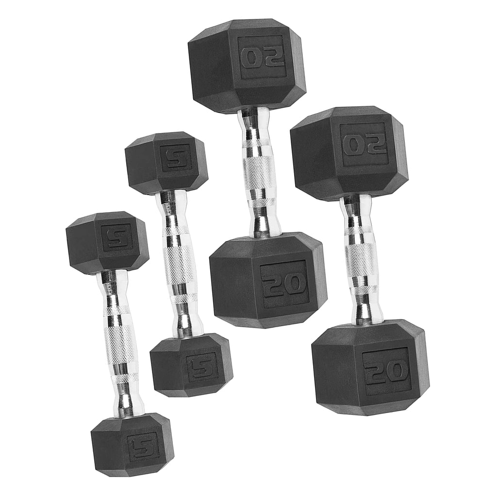 50 lb Rubber Hex Dumbbell Weight Set P93379