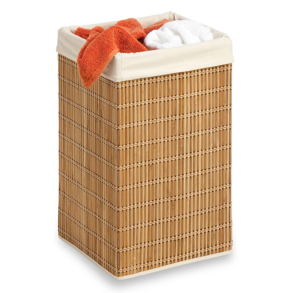 Bamboo Wicker Square Laundry Hamper with Removable Liner Q37473