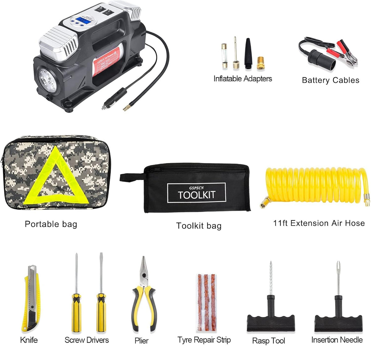 Portable Heavy Duty 12V Air Compressor with Digital Gauge Z2350