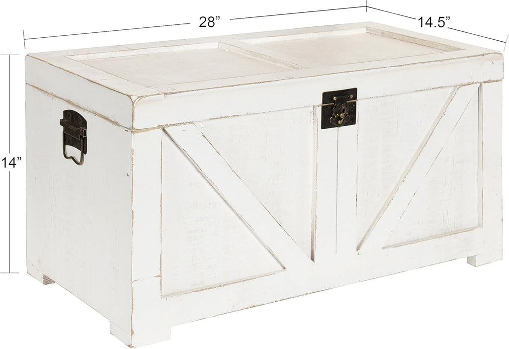 Gray Wooden Storage Chest Trunk F502144