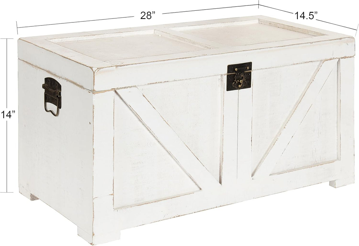 Gray Wooden Storage Chest Trunk F502144