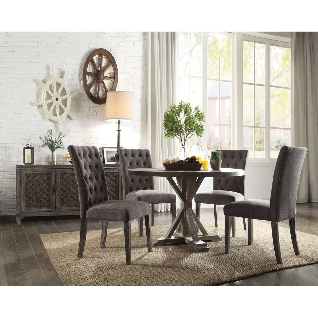 Gray Velvet Side Chair Set of 2 D53225