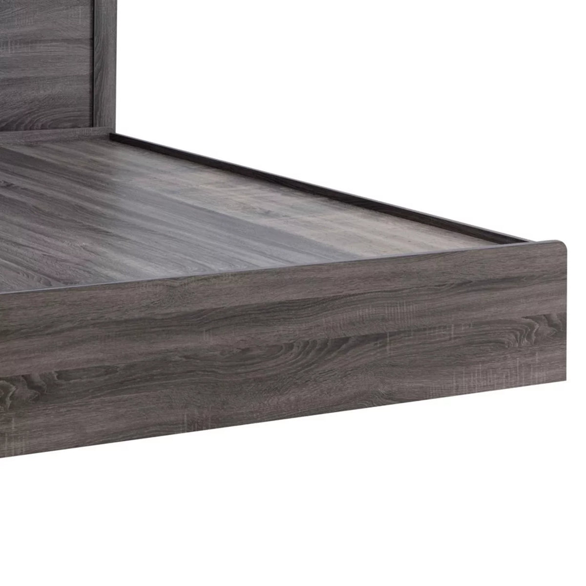 Oak Brown Wood Platform Queen Bed with 2 Hidden Storage Drawers G78049