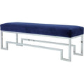 18x22 Stainless Steel Bench in Silver & Navy Velvet O106