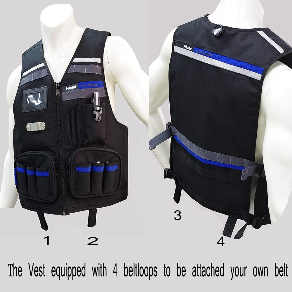 Heavy Duty Work Vest with Adjustable Straps, Tool Pockets and Reflective Stripes H97814