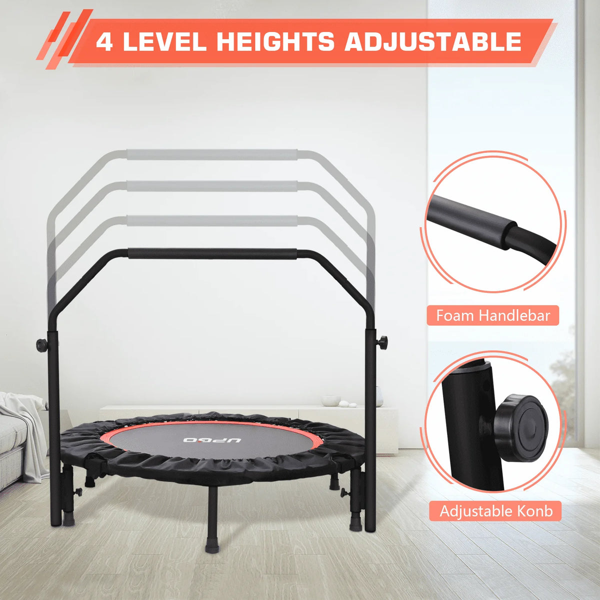 40 Foldable Fitness Trampoline with Adjustable Foam Handle R357