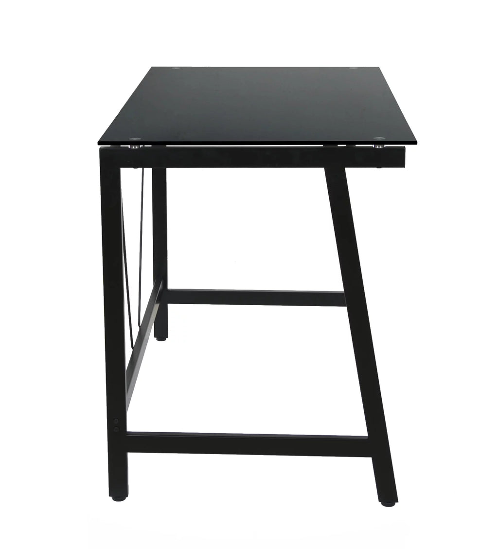 Contemporary Glass Writing Desk Steel Frame Black M434