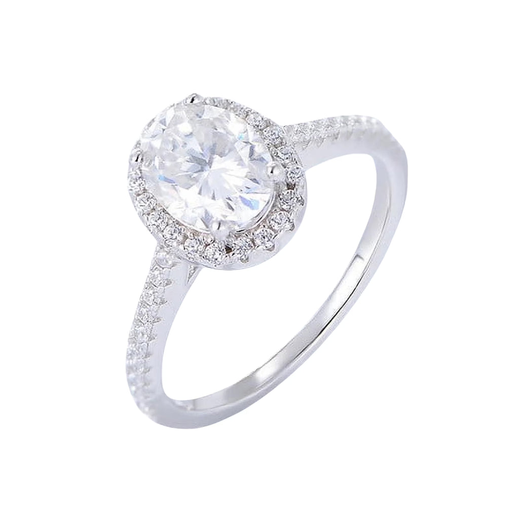 Oval Cut 14k White Gold Plated 925 Sterling Silver Diamond Ring L93135