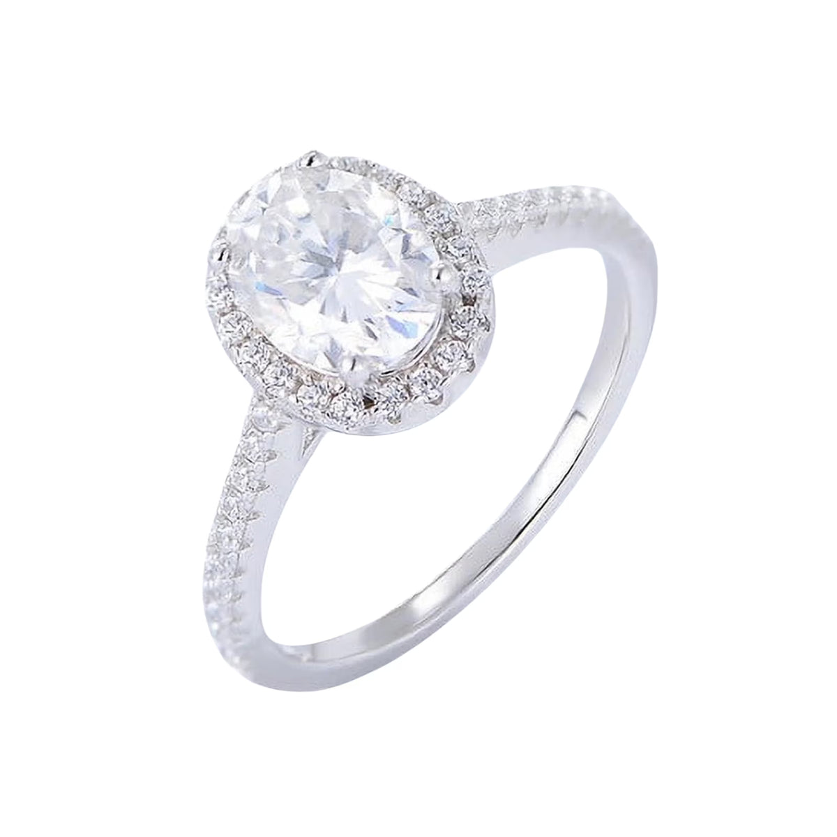 Oval Cut 14k White Gold Plated 925 Sterling Silver Diamond Ring L93135