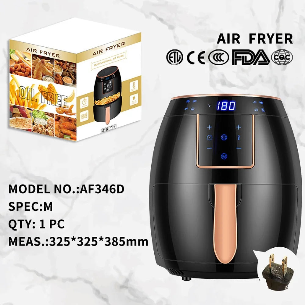 5.5L 1300W Touch Screen Electric Air Fryer with Bakeware P923333