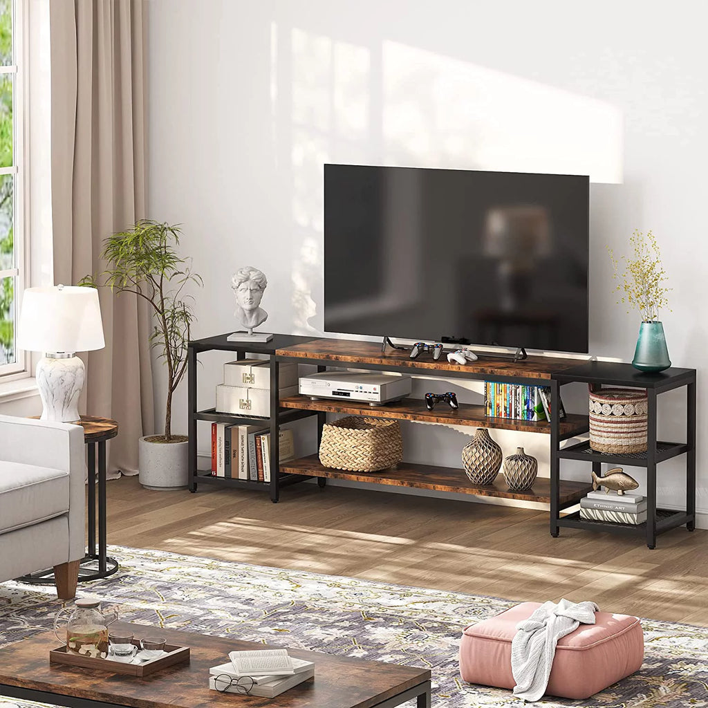 78" TV Stand with 3 Tier Storage Shelves Q23045