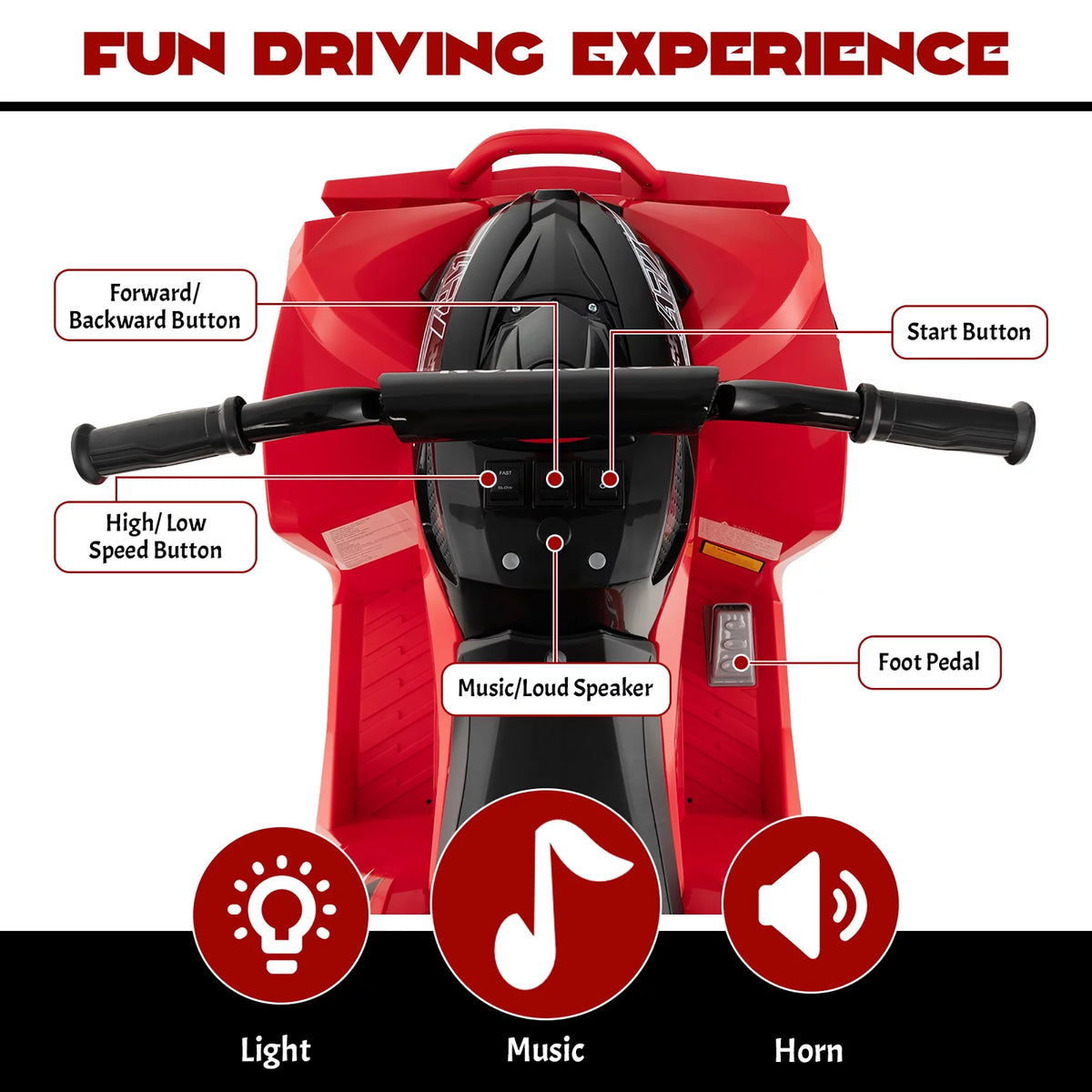 12V Battery Powered Kids Ride On ATV Red J857