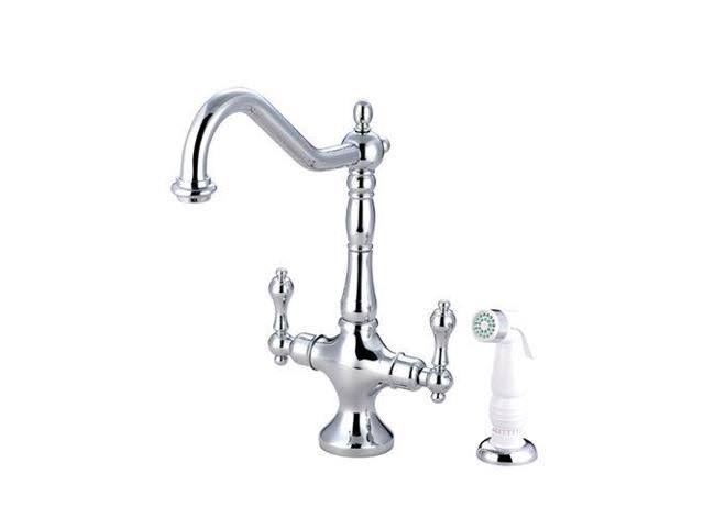 Polished Chrome Kitchen Faucet with White Sprayer R9686
