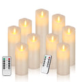 Ivory Real Wax Pillar LED Candles with Remote E394988