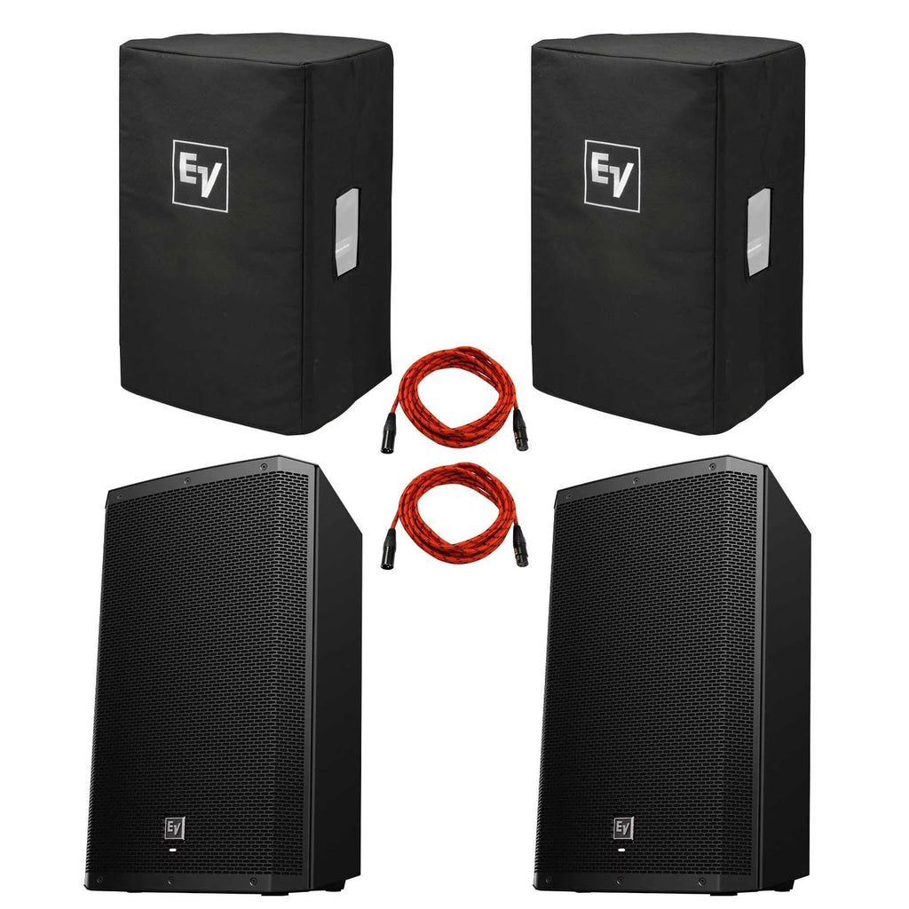 15" Powered Bluetooth Loudspeakers with Covers and XLR Connecting Cables K50630