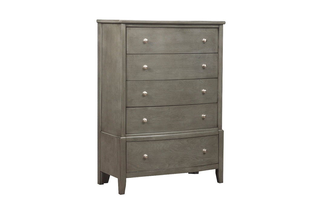 Gray Finish Wooden 5pc Bedroom Set Queen Sleigh Bed Nightstand Dresser Mirror Chest D956521