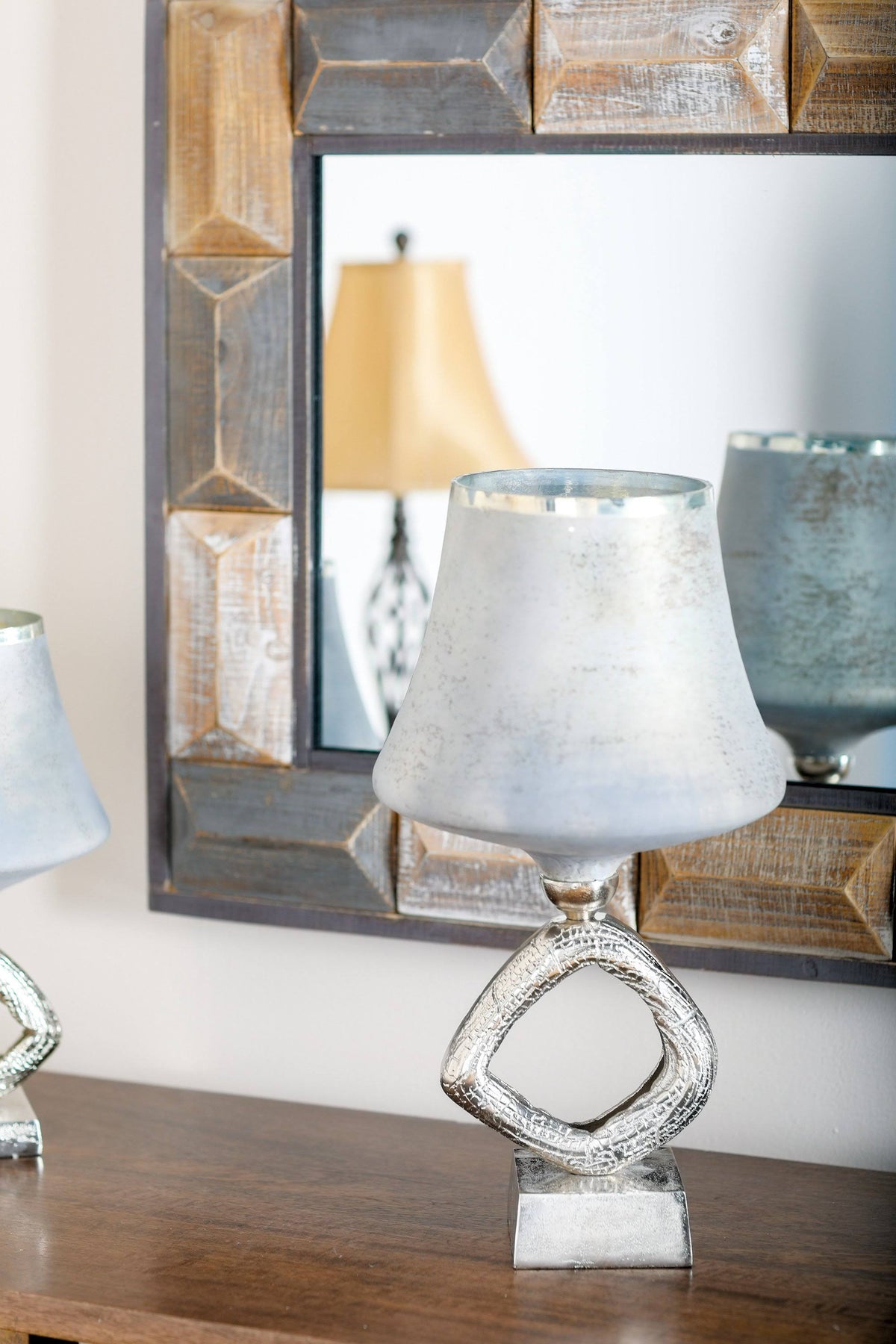 Glass and Aluminum Candle Holder S607929
