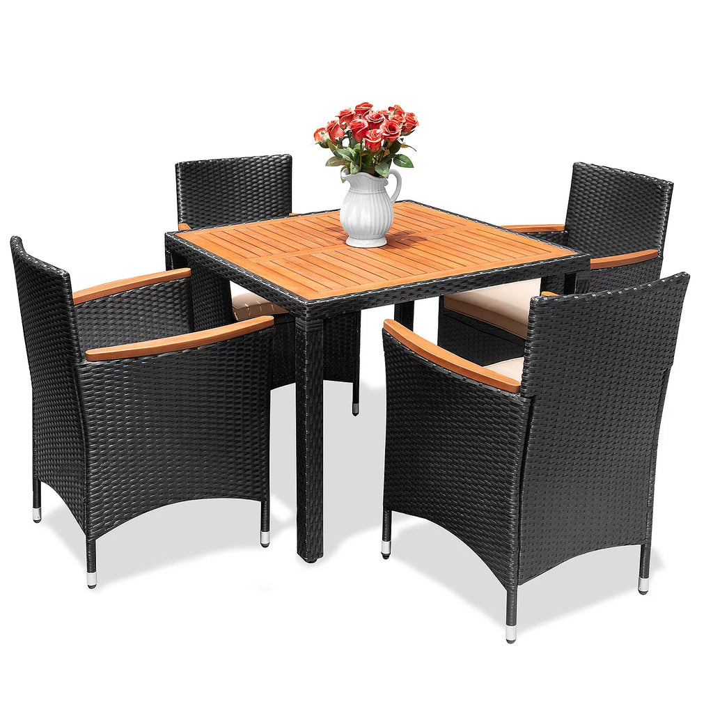 7 Pieces PE Rattan Wicker Patio Dining Set with Cushions C66137