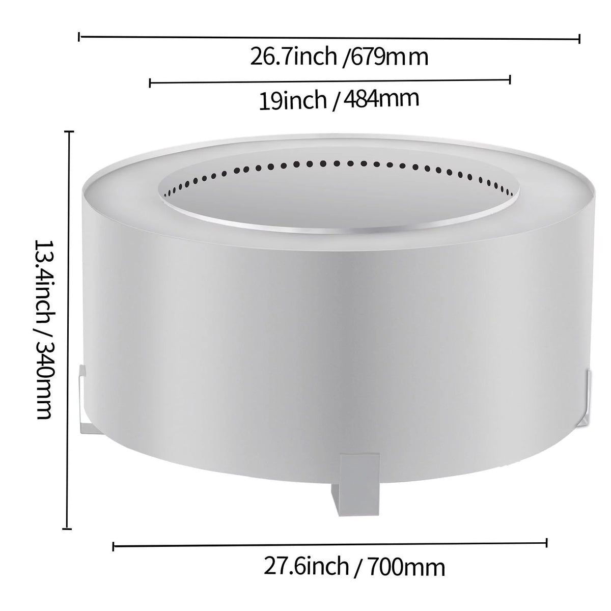 Stainless Steel 27.6 inch Wood Burning Fire Pit A284
