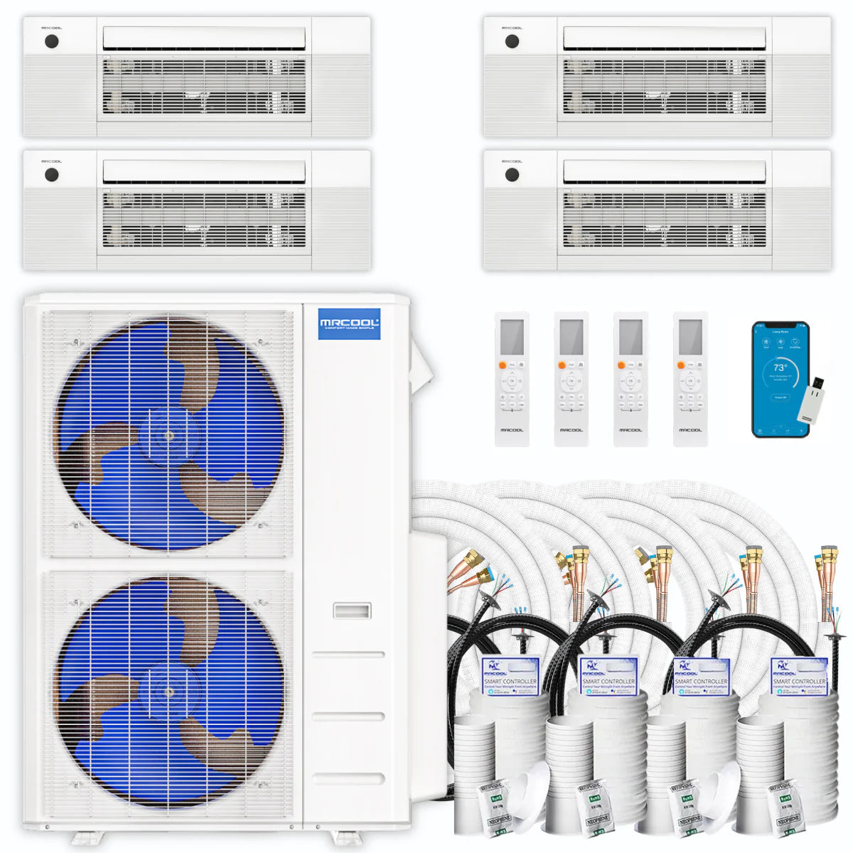 39,000 BTU 4 Zone Ceiling Cassette Ductless Air Conditioner and Heat Pump Y479