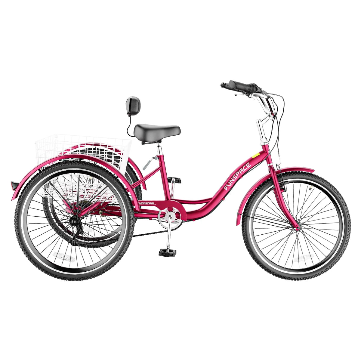 7 Speed 26 inch Three Wheel Bike Cruiser Trike with Low-Step Through Frame Large Basket Dark Green Q3654