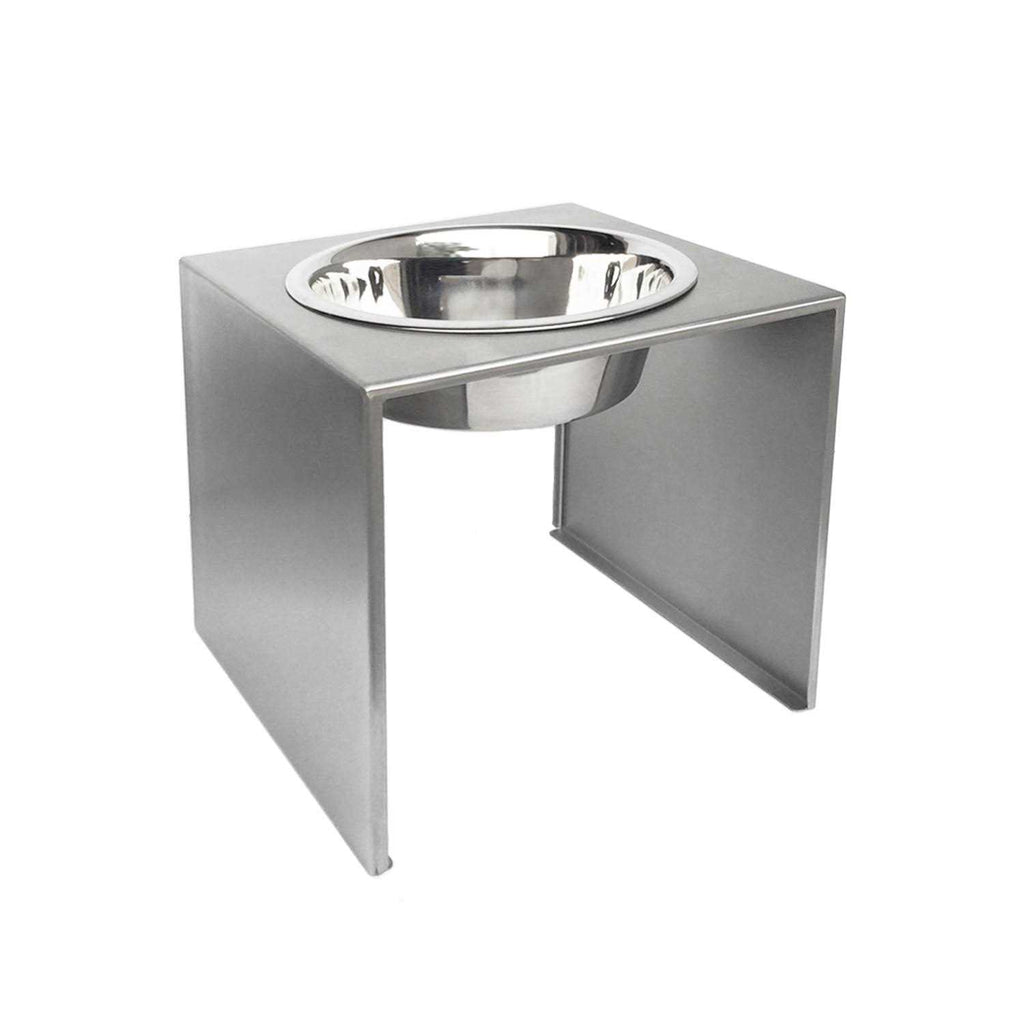 Slate Single Bowl Elevated Stainless Dog Feeder V4711