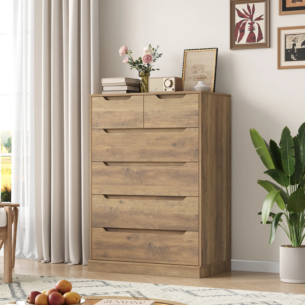 White 6 Drawer Wood Dresser W275697